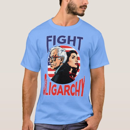 Vechten tegen oligarchie Bernie Sanders & AOC Tour T-shirt (Voorkant)
