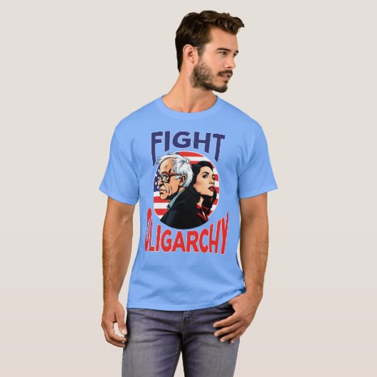 Vechten tegen oligarchie Bernie Sanders & AOC Tour T-shirt (Voorkant volledig)