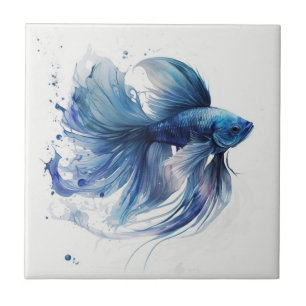 Vechten Vis Blauwe Aquarel Keramische Tegels Tegeltje