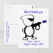 Vechtende Alien Verjaardag Briefkaart (Voorkant / Achterkant)