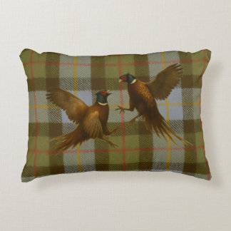 Vechtende fazanten op tweed / tartan achtergrond accent kussen