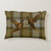 Vechtende fazanten op tweed / tartan achtergrond  accent kussen (Achterkant)