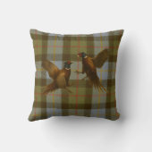 Vechtende fazanten op tweed / tartan achtergrond  kussen (Achterkant)