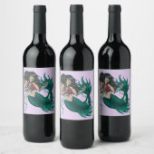 Vechtende groene zeemeermin Tough Fantasy Wijn Etiket (Flessen)
