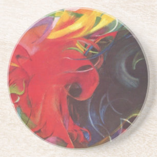 Vechtende Vormen van Franz Marc, Vintage Fine Art Zandsteen Onderzetter