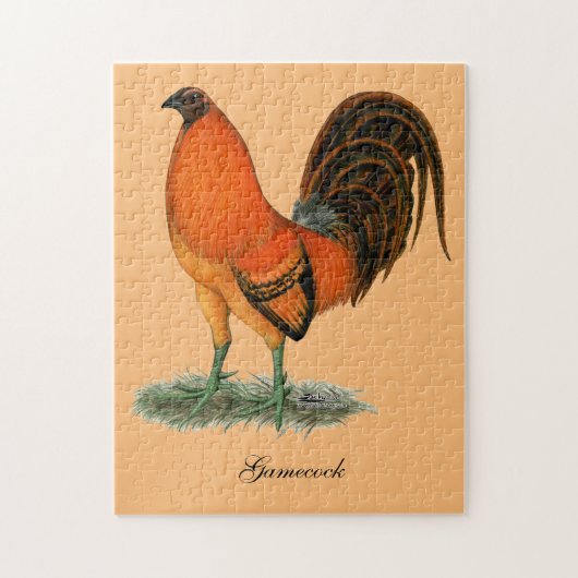 Vechthaankalkoen rode haan legpuzzel (Verticaal)