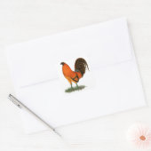 Vechthaankleurige Ginger Red Haan Vierkante Sticker (Envelop)