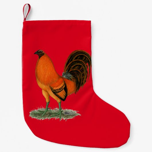 Vechthaantje Ginger Rode Haan Kleine Kerstsok (Voorkant)