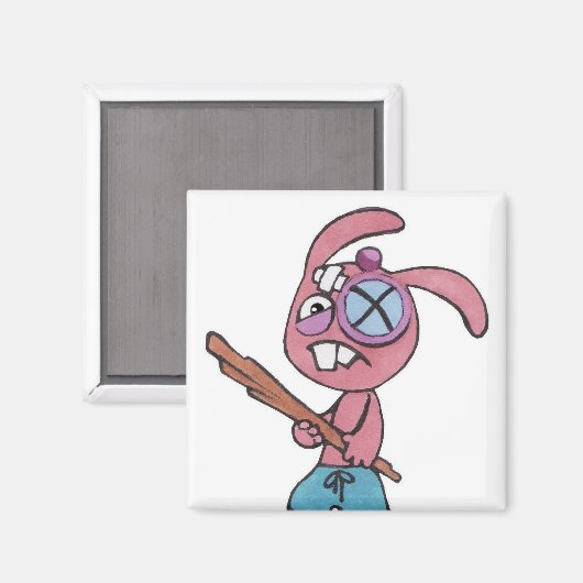 Vechtkonijn 2inch vierkante magneet (Voorkant / Achterkant)
