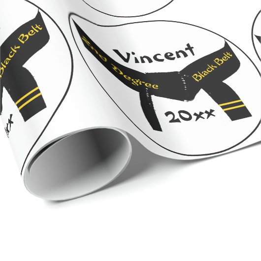 Vechtkunst 2e Dan Zwarte Band Cadeaupapier (Rol Hoek)