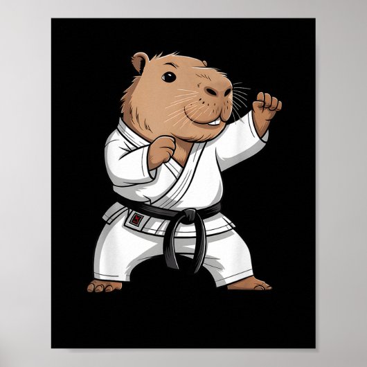 Vechtkunst Capybara Grappig Karate Taekwondo Jiu J Poster (Voorkant)