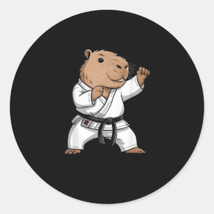 Vechtkunst Capybara Grappig Karate Taekwondo Jiu J Ronde Sticker