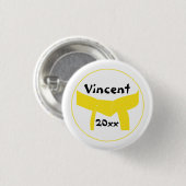 Vechtkunst Gele Riem Ronde Button 3,2 Cm (Voorkant /achterkant)