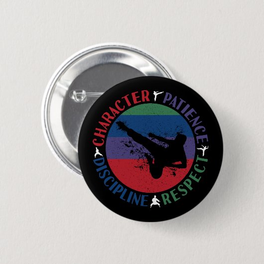 Vechtkunst - Karate Kernwaarden Ronde Button 5,7 Cm (Voorkant /achterkant)