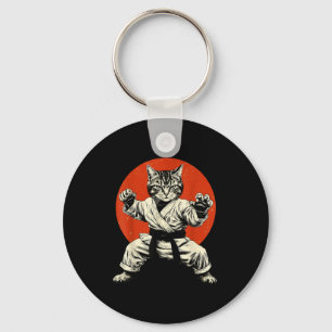 Vechtkunst Kat Karate Judo Japanse Vlag Grappig J Sleutelhanger