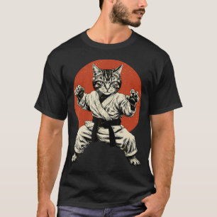 Vechtkunst Kat Karate Judo Japanse Vlag Grappig T-shirt