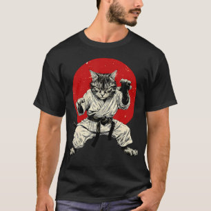 Vechtkunst Kat Karate Judo Japanse Vlag Grappig T-shirt