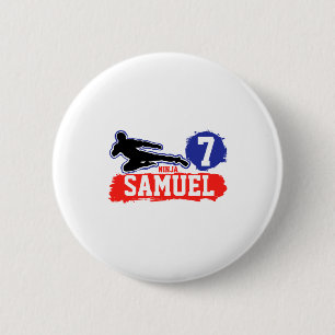 Vechtkunst Ninja Warrior Thema Verjaardag Jongen T Ronde Button 5,7 Cm