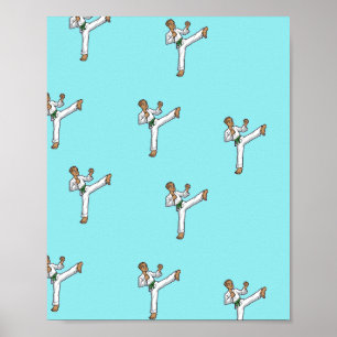vechtkunsten op blauw poster
