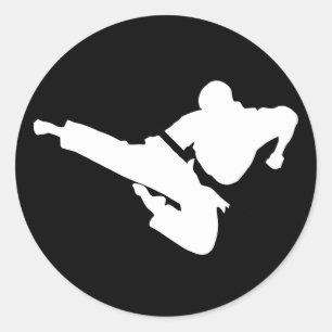 vechtkunsten silhouettes ronde sticker