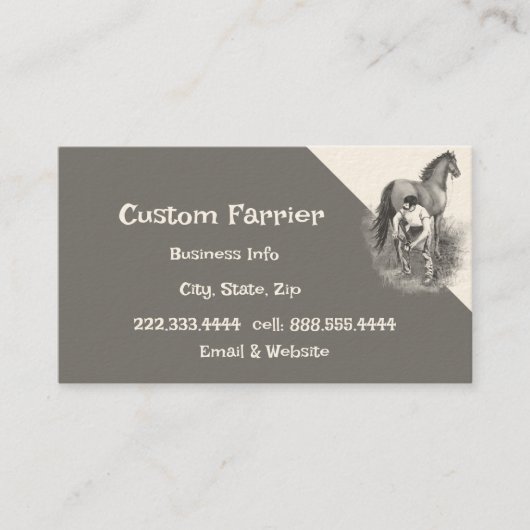  vechtpaard Shoeing Hoof Trimming Visitekaartje (Voorkant)