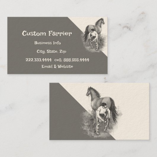  vechtpaard Shoeing Hoof Trimming Visitekaartje (Voorkant / Achterkant)