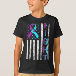 Vechtpreventie bewustzijn amerikaanse vlag lint t-shirt
