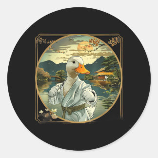 Vechtsport Karate Eend Zonsondergang Tuin Mma Ronde Sticker