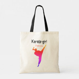 vechtsport karate meisje silhouet schattig modern tote bag