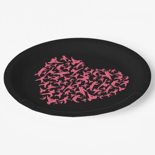 vechtsport meisjes karate hart papieren bordje (Gekanteld)