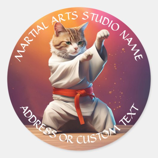 Vechtsporten Jiu-jitsu Karate Taekwondo Studio Ronde Sticker (Voorkant)