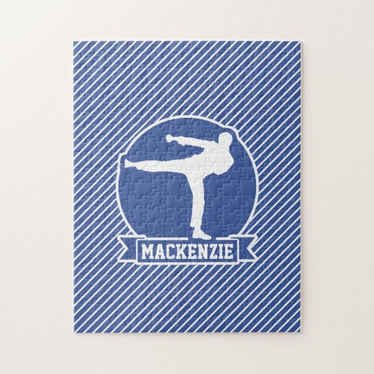 Vechtsporten, Karate, Blauwe & Witte Strepen Legpuzzel (Verticaal)