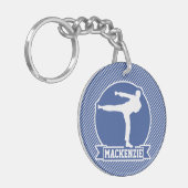 Vechtsporten, Karate, Blauwe & Witte Strepen Sleutelhanger (Voorkant Links)