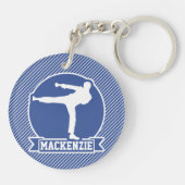 Vechtsporten, Karate, Blauwe & Witte Strepen Sleutelhanger (Achterkant)