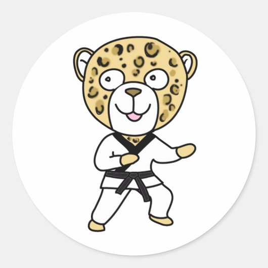 Vechtsporten Leopard Ronde Sticker (Voorkant)