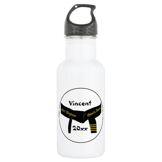 Vechtsporten Vierde Graad Zwarte Band Waterfles (Voorkant)
