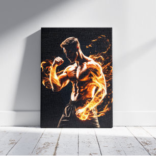 Vechtsporter in Mixed Martial Arts Canvas Afdruk