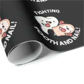 Vechttand en nagel Grappige boksen puns donker BG Cadeaupapier (Rol Hoek)