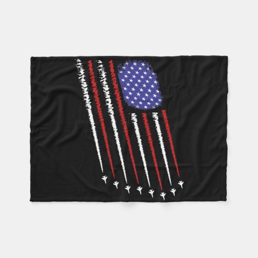 vechtvliegtuigen met de amerikaanse vlag op 4 juli fleece deken (Voorkant (Horizontaal))