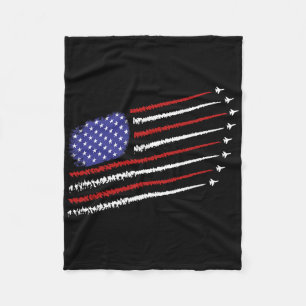 vechtvliegtuigen met de amerikaanse vlag op 4 juli fleece deken