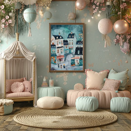 Vecindario Encantador: Paisaje Folk y Naive Colori Perfect Poster