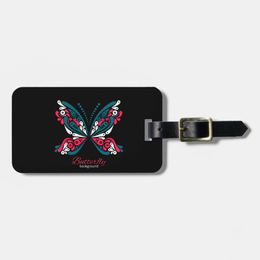 Vector achtergrond met mooie vlinder. tattoo bagagelabel (Voorkant horizontaal)