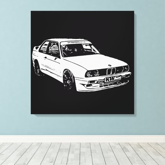 Vector Afbeelding BMW E30 Canvas Afdruk (Insitu (Houten vloer))