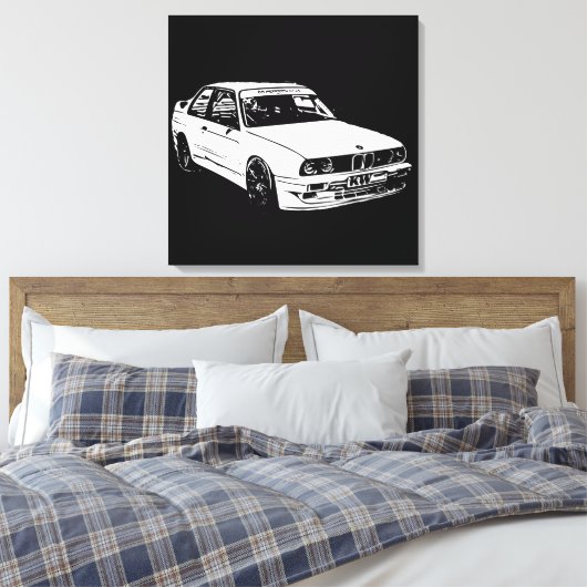 Vector Afbeelding BMW E30 Canvas Afdruk (Insitu (Slaapkamer))