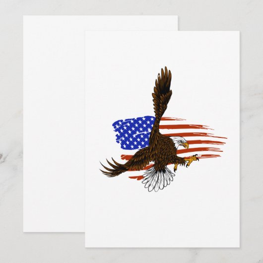 Vector Amerikaanse adelaar tegen Amerikaanse vlag Bedankkaart (Voorkant / Achterkant)