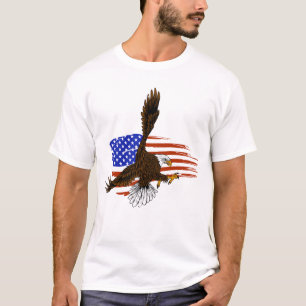 Vector Amerikaanse adelaar tegen Amerikaanse vlag T-shirt