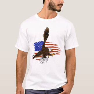Vector Amerikaanse adelaar tegen Amerikaanse vlag T-shirt