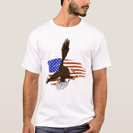 Vector Amerikaanse adelaar tegen Amerikaanse vlag T-shirt (Voorkant)