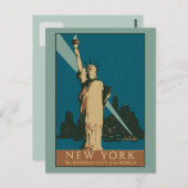 Vector Art Deco New York Wonder City Briefkaart (Voorkant / Achterkant)