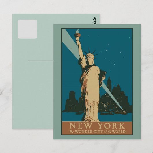 Vector Art Deco New York Wonder City Briefkaart (Voorkant / Achterkant)